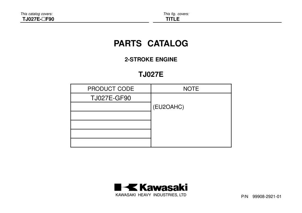 Kawasaki TJ27E Engine Manual TJ Series Service Repair Shop Parts Owner Operator Instant Download
