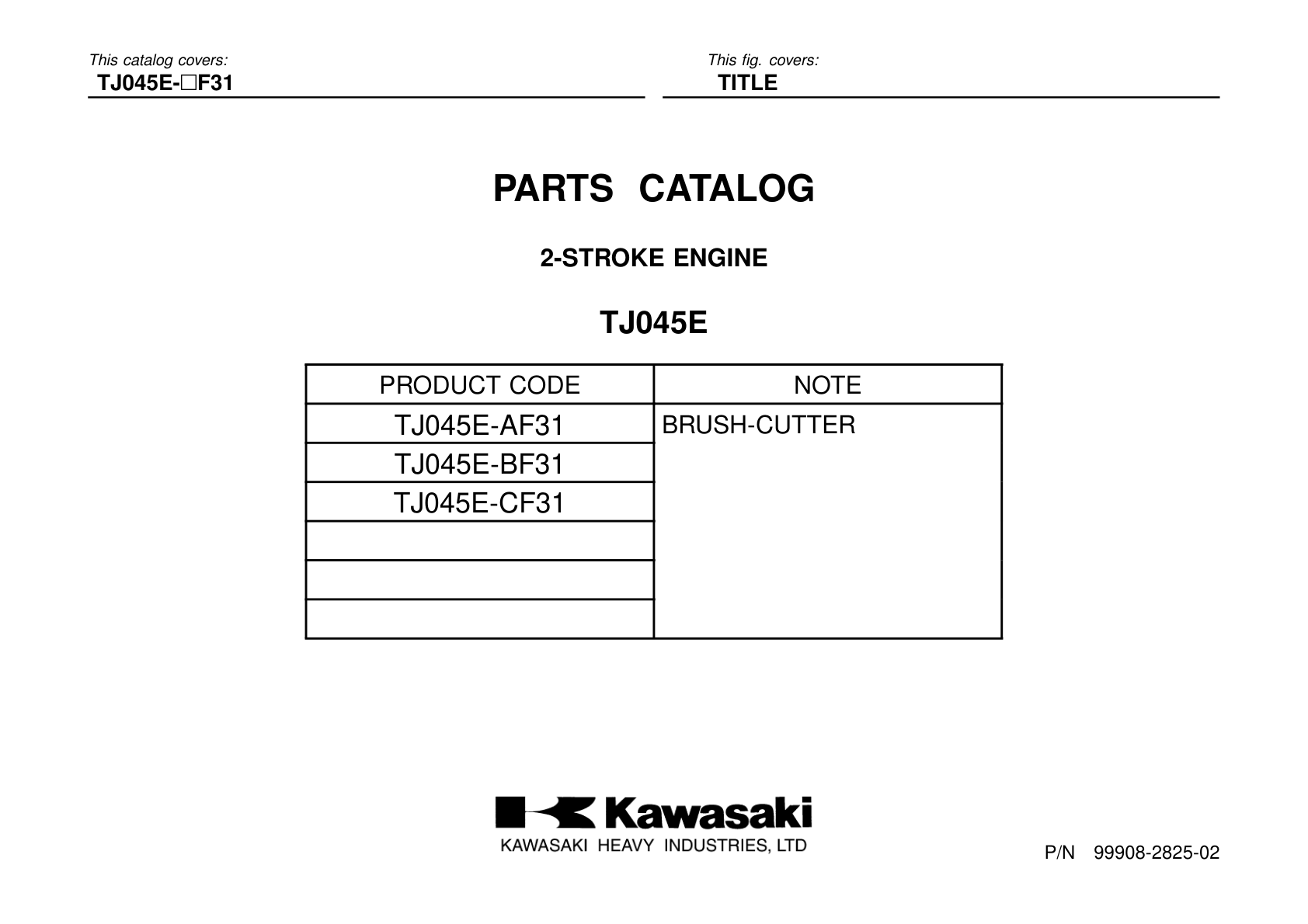 Kawasaki TJ45E Engine Manual TJ Series Service Repair Shop Parts Owner Operator Instant Download