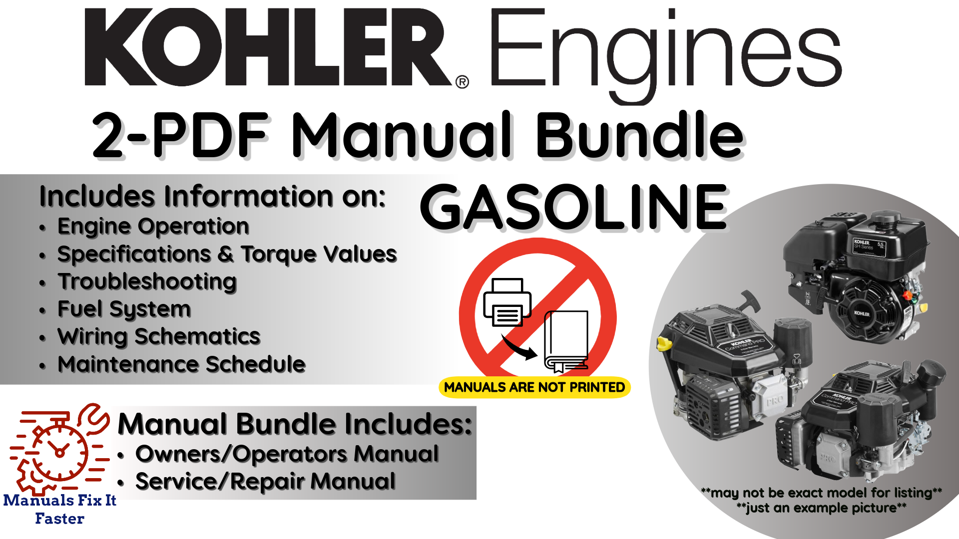 Kohler ECH730 Engine Manual COMMAND PRO EFI Service Repair Shop Parts Owner Operator Instant Download