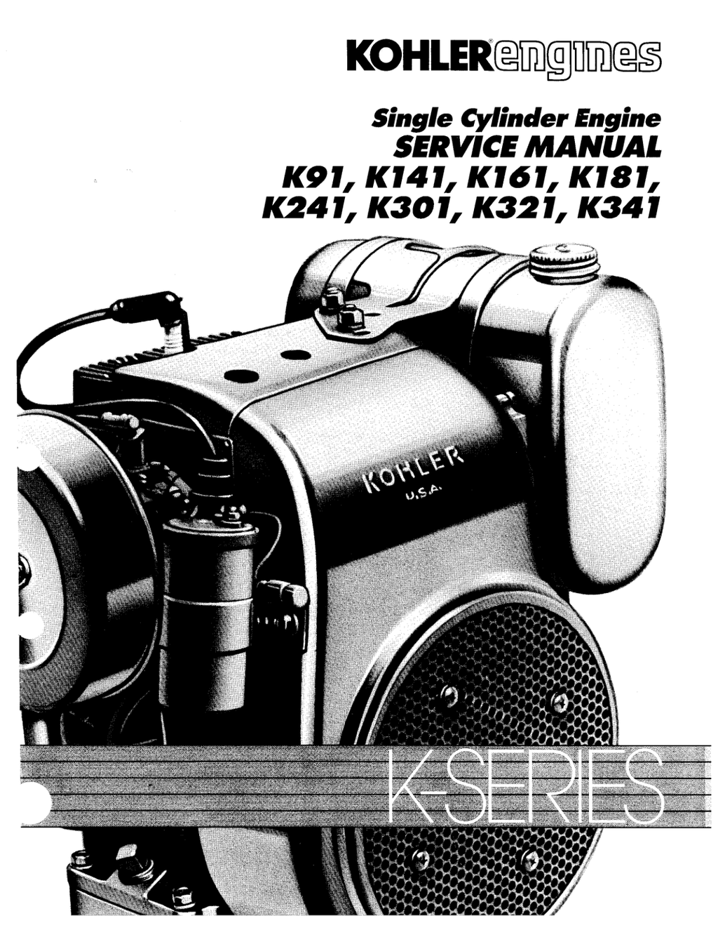 Kohler K341 Engine Manual K SERIES Service Repair Shop Parts Owner Operator Instant Download