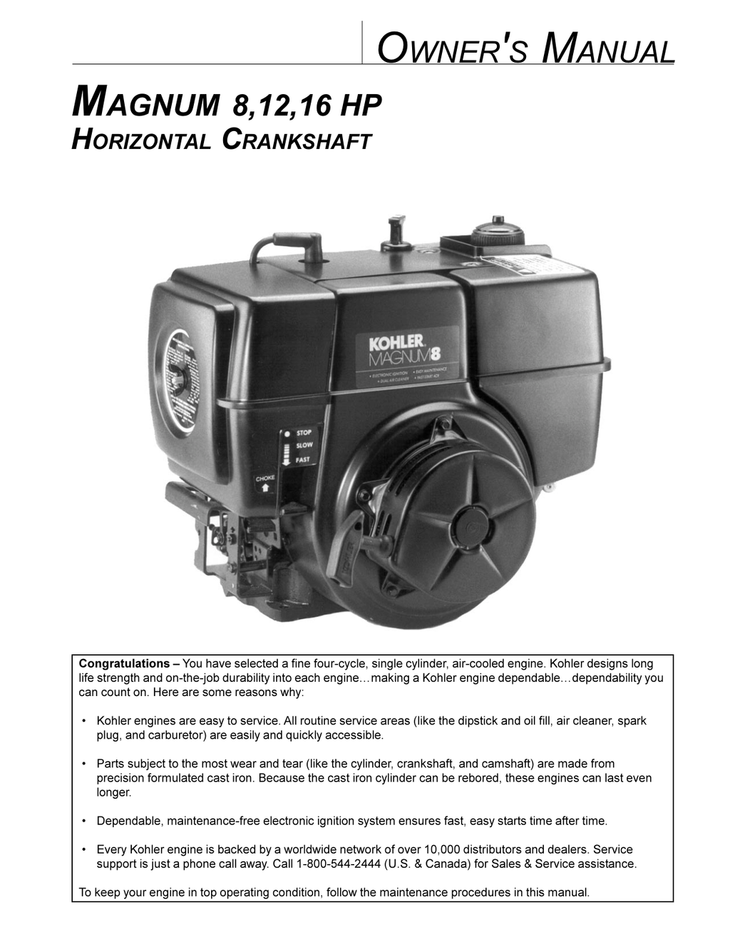 Kohler M16 Engine Manual MAGNUM Service Repair Shop Parts Owner Operator Instant Download