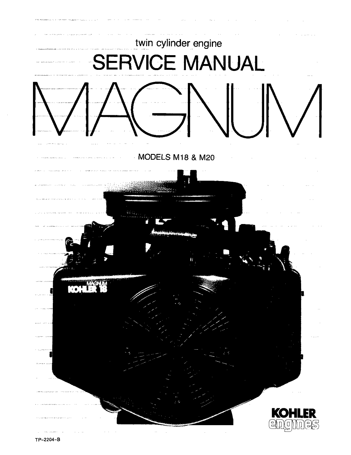 Kohler M20 Engine Manual MAGNUM Service Repair Shop Parts Owner Operator Instant Download