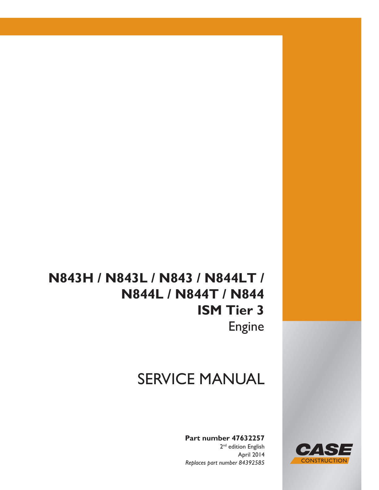 Skid Steer Case SV185 TIER 3 Engine Service Manual PDF Instant Download