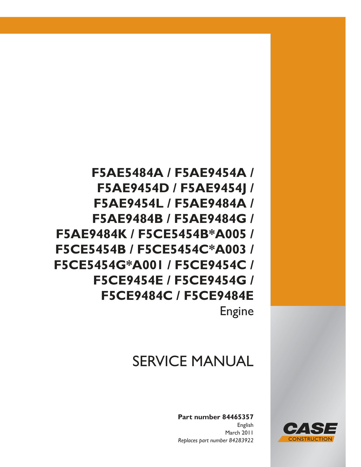 Skid Steer Case SV250 TIER 3 Engine Service Manual PDF Instant Download