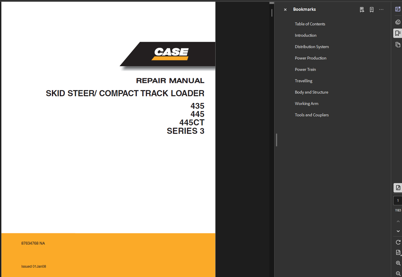 Case Skid Steer 445 Series 3 Service Shop Repair Manual PDF Instant Download